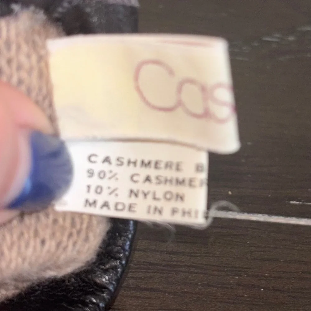 Vintage‎ | Caserini | Women's M | Dark Brown Leather Gloves Cashmere Blend Lined